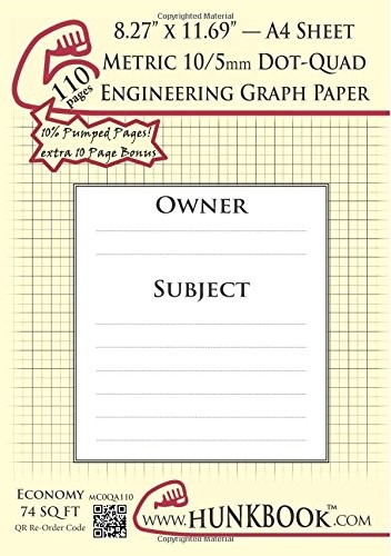 ENGINEERING GRAPH PAPER (MC0QA-110 PAGES): METRIC 10/5MM By Mighty Hunkbook NEW