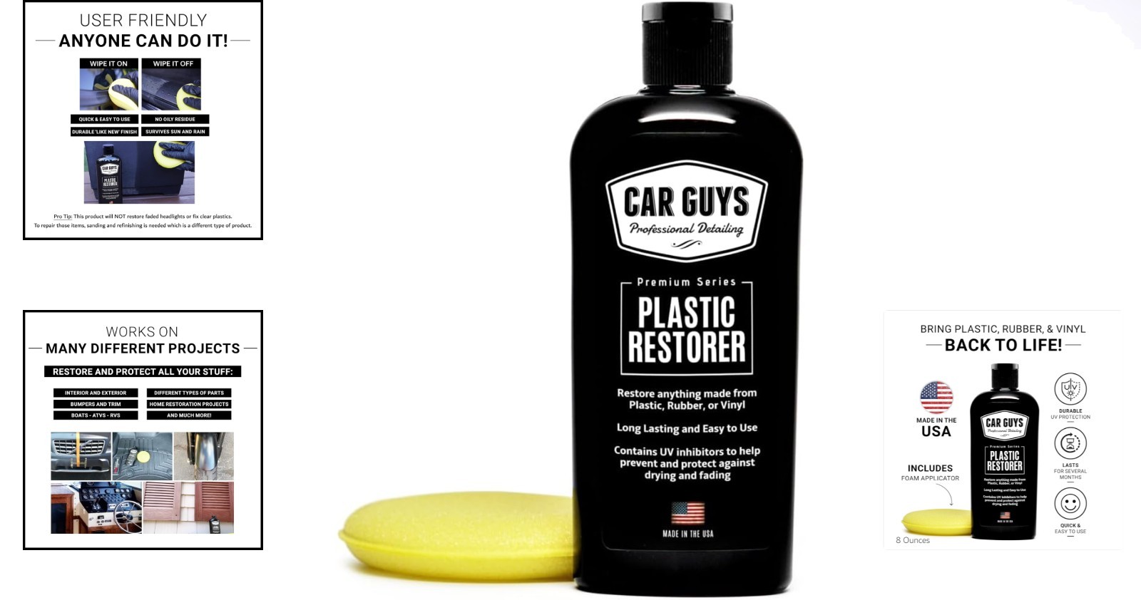 Water-Repellent Trim Restorer for Plastic and Vinyl – 8 Oz Kit | Odorless Finish