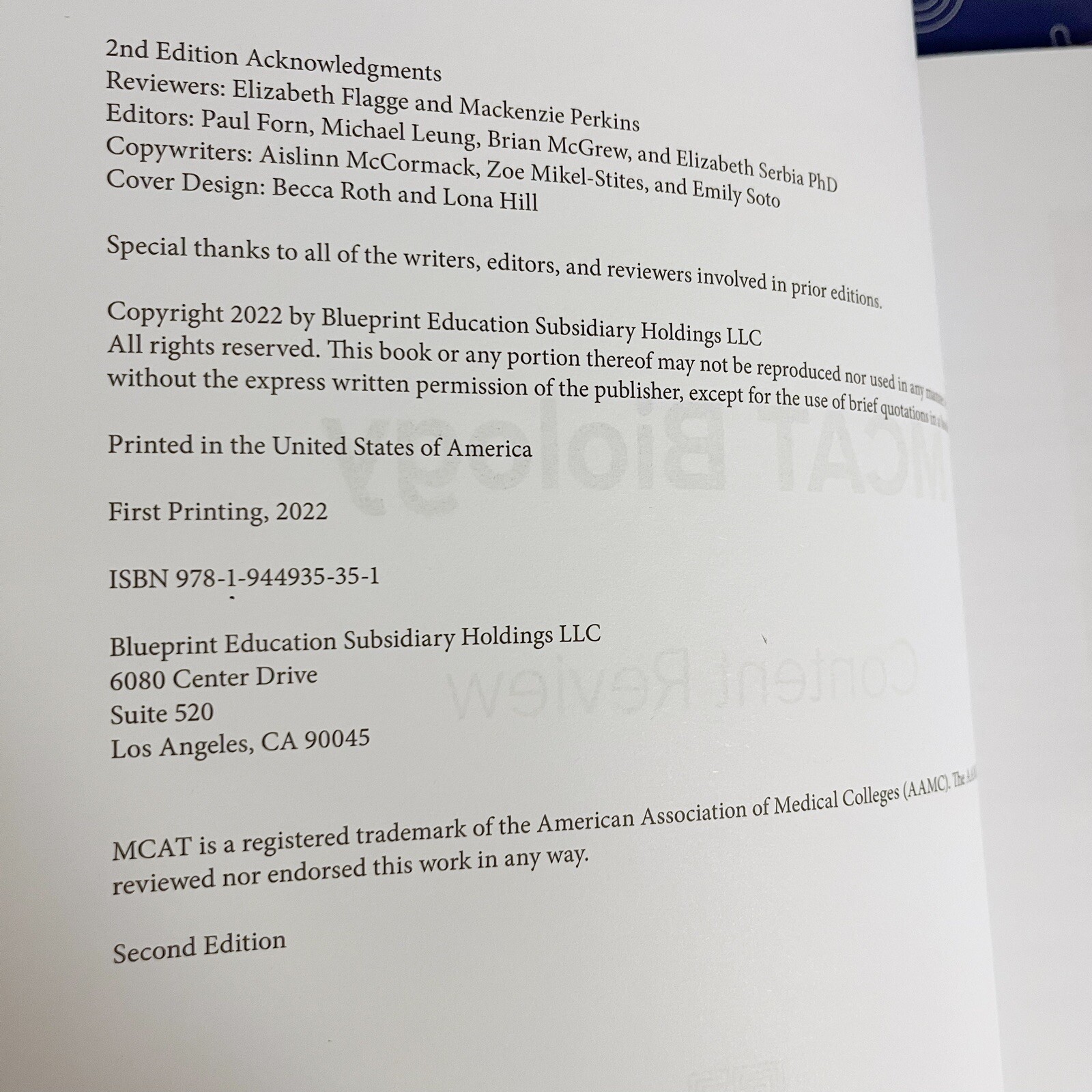 Blueprint MCAT Preparation Study Test Guide 6 Textbooks Bundle Good Clean Pages