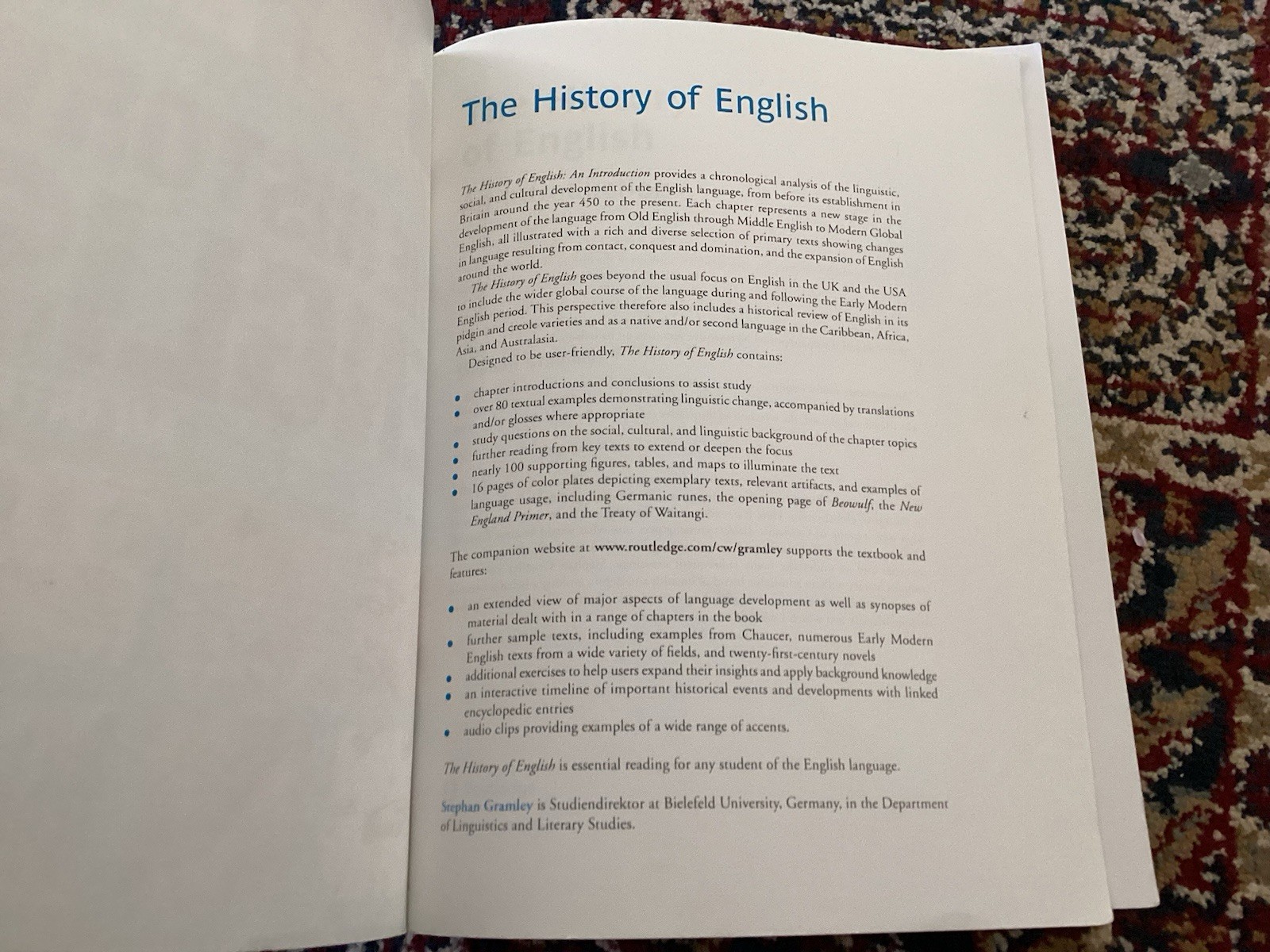 The History of English: An Introduction by Gramley, Stephan