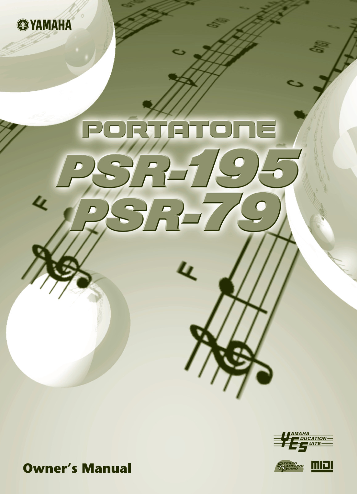 Yamaha PSR-195 PSR-79 Instruction Manual: 52 Pages & Protective Covers!