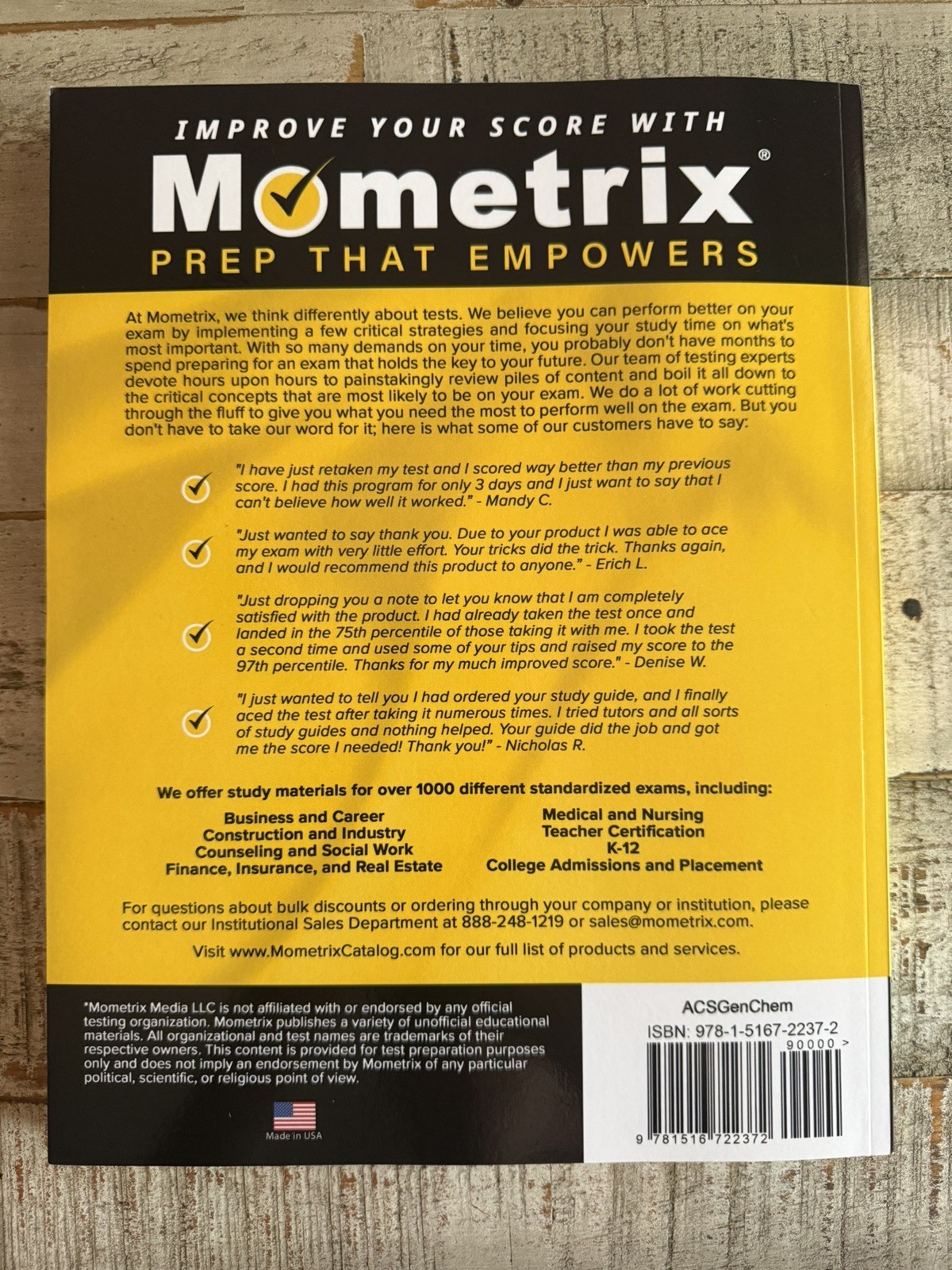 ACS General Chemistry Study – Paperback, by Bowling Matthew; Mometrix – Good