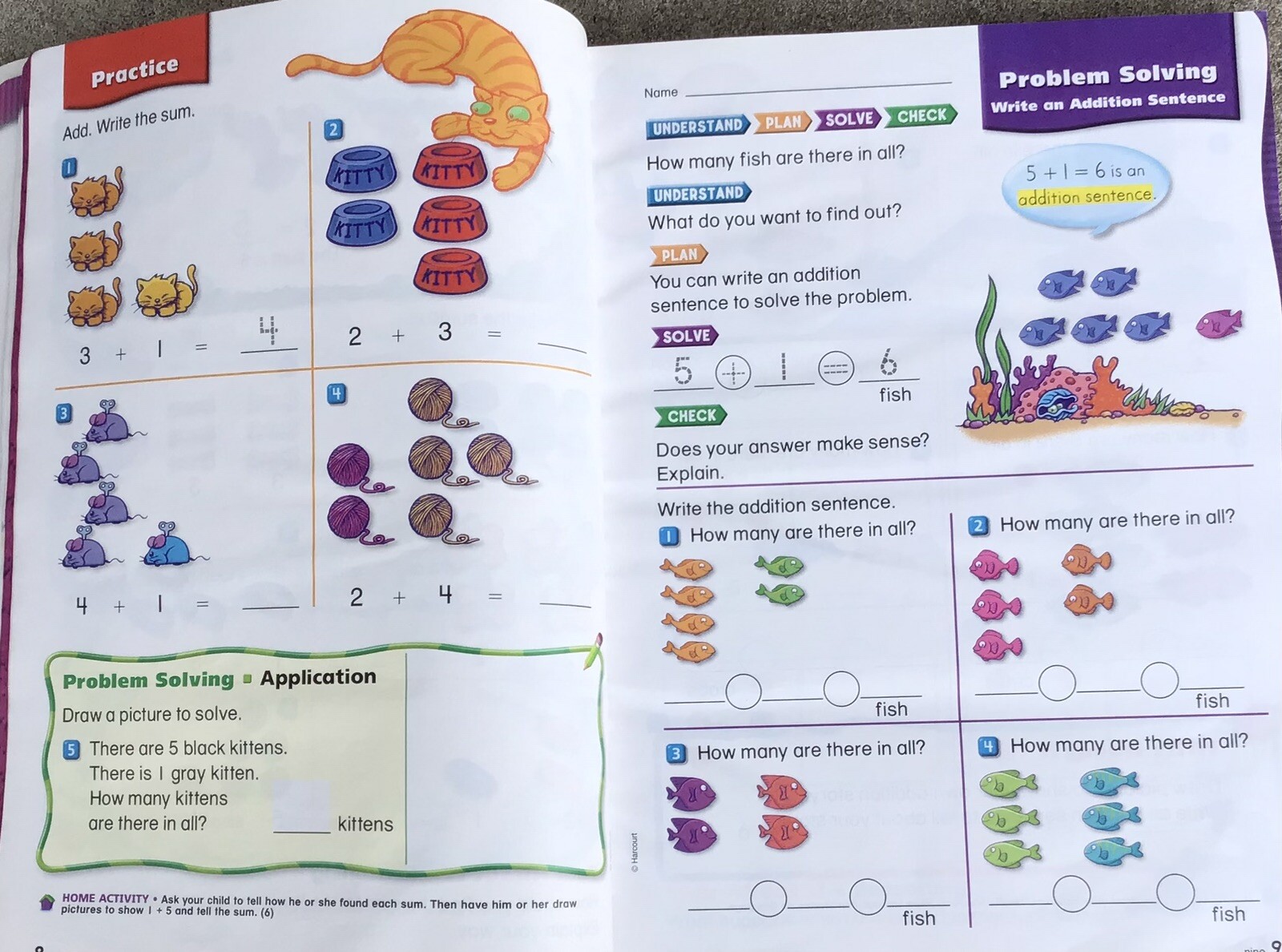 1st Grade 1 Math Student Homeschool Workbook 455 Pages Full Color Harcourt NEW