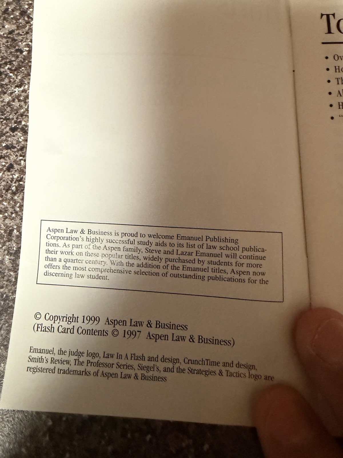 Law in a Flash Torts by Steven Emanuel Cards,Flash Cards