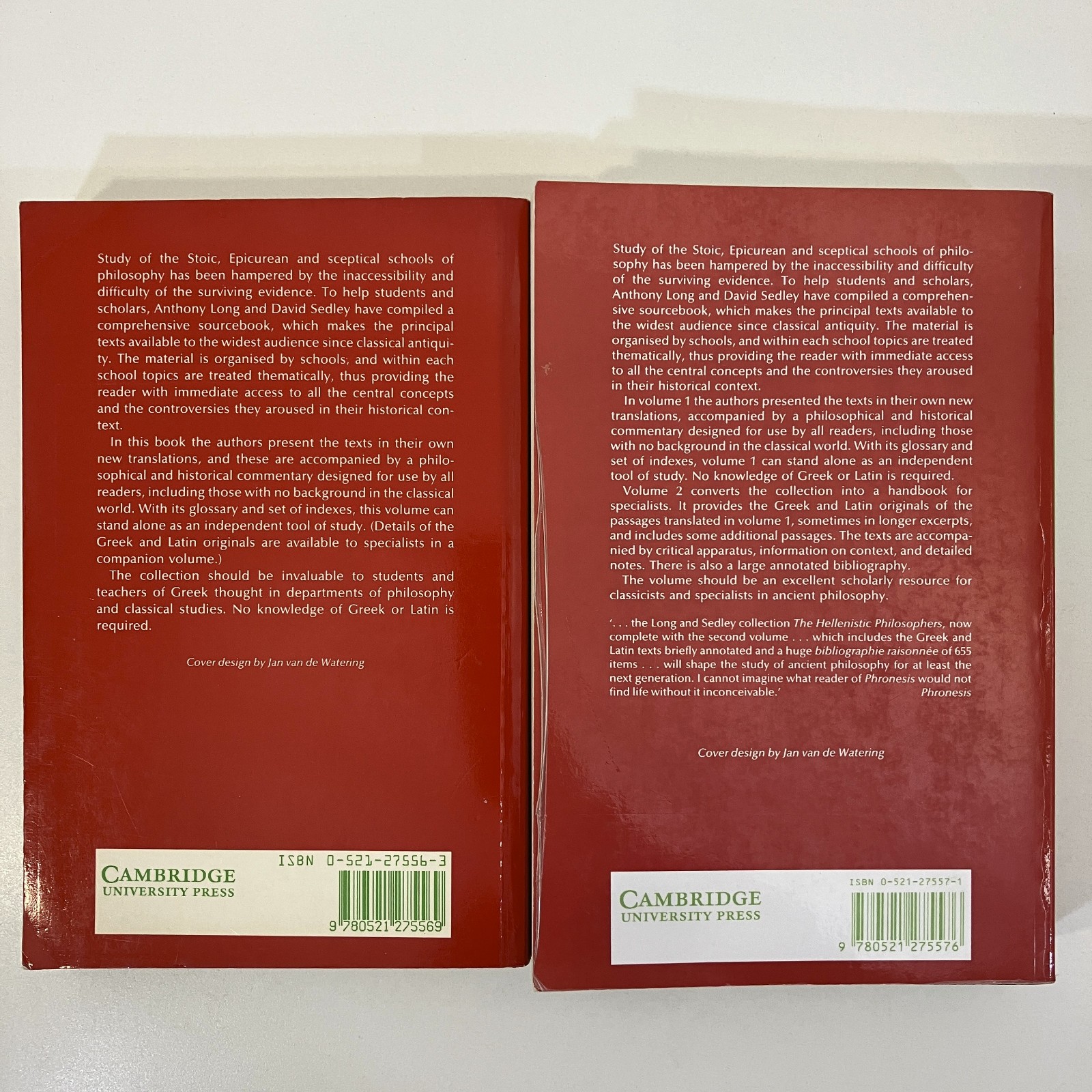 The Hellenistic Philosophers Vols 1-2 AA Long & DN Sedley TPB Set Cambridge