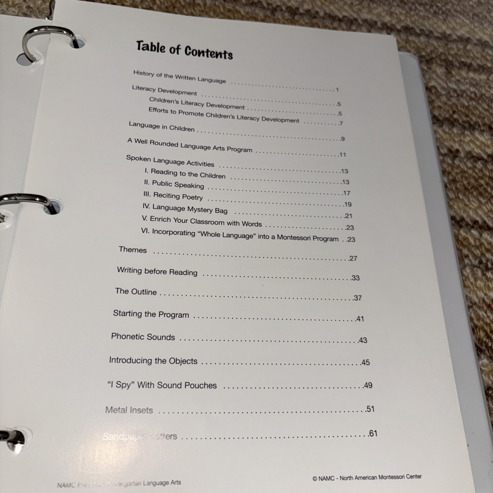 NAMC N American Montessori Early Childhood Curriculum 3-6 ,Set Of 6 Manuals