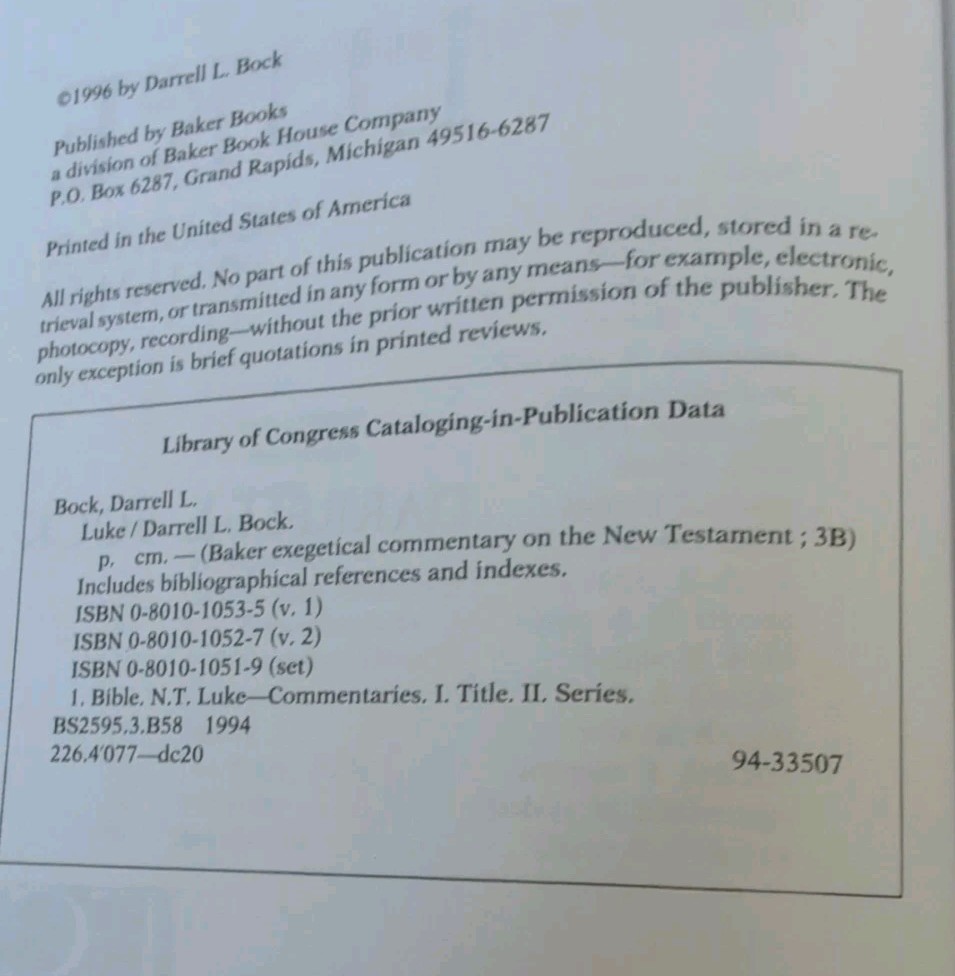 Baker Academic Luke 1:1-9:50 & 9:51-24:53 Darrell Bock Hardcover