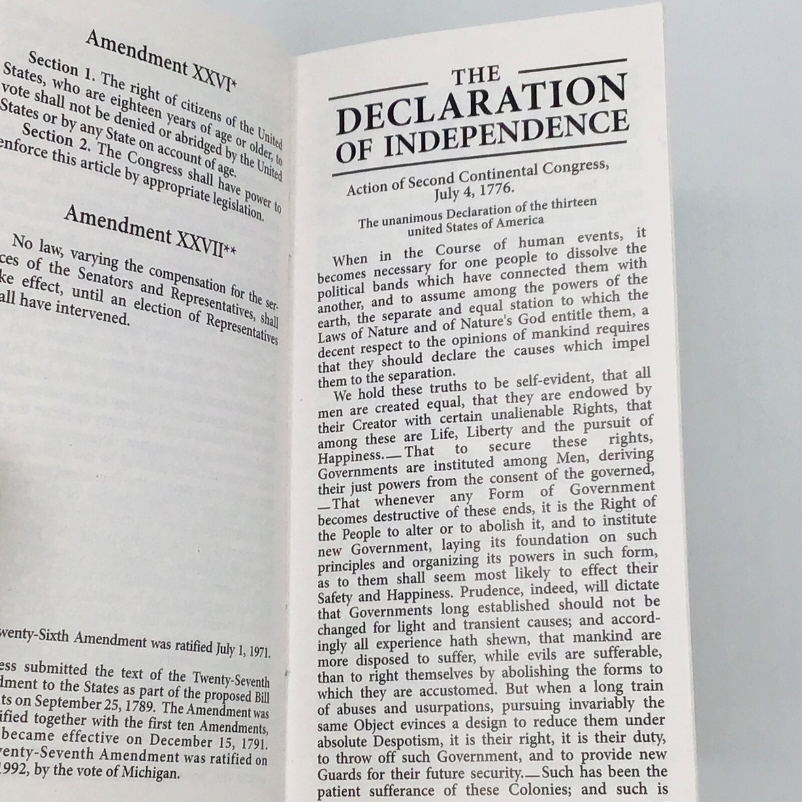Pocket Guide Constitutions United States + Declaration of Independence Patriot