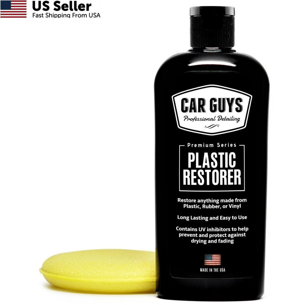 CAR GUYS Plastic Restorer | Bring Plastic, Rubber, 8oz w/ Applicator, Grey