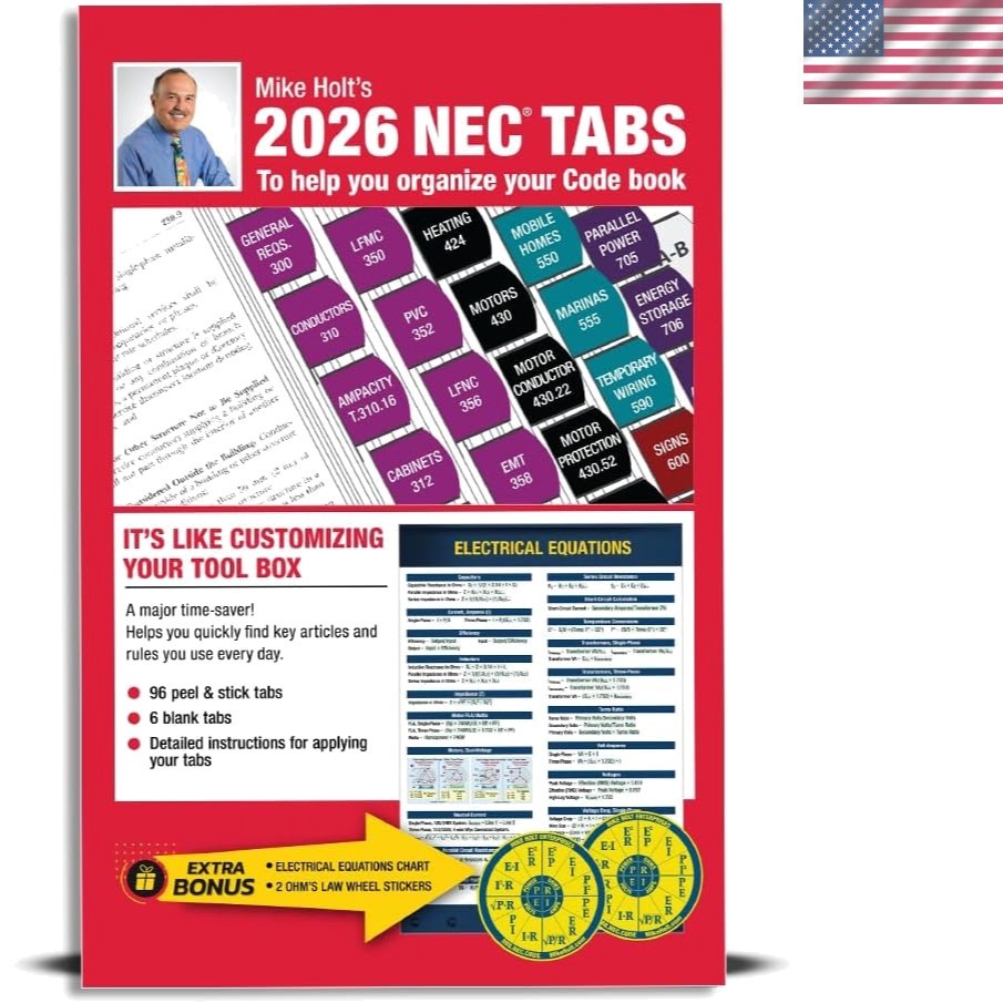 Mike Holt’s Electrical Code Tabs, Based on The 2026 NEC