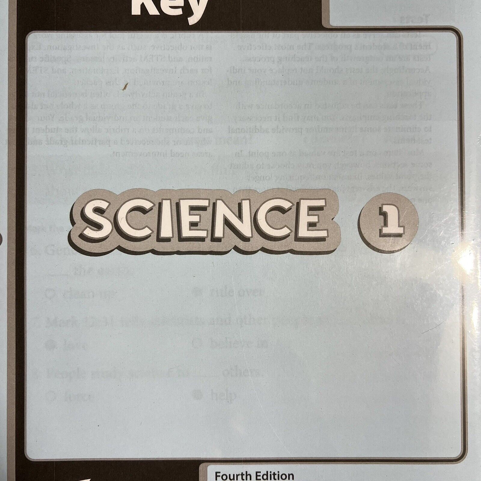 BJU Press Bob Jones Homeschool Curriculum Science 1 Assessments Key