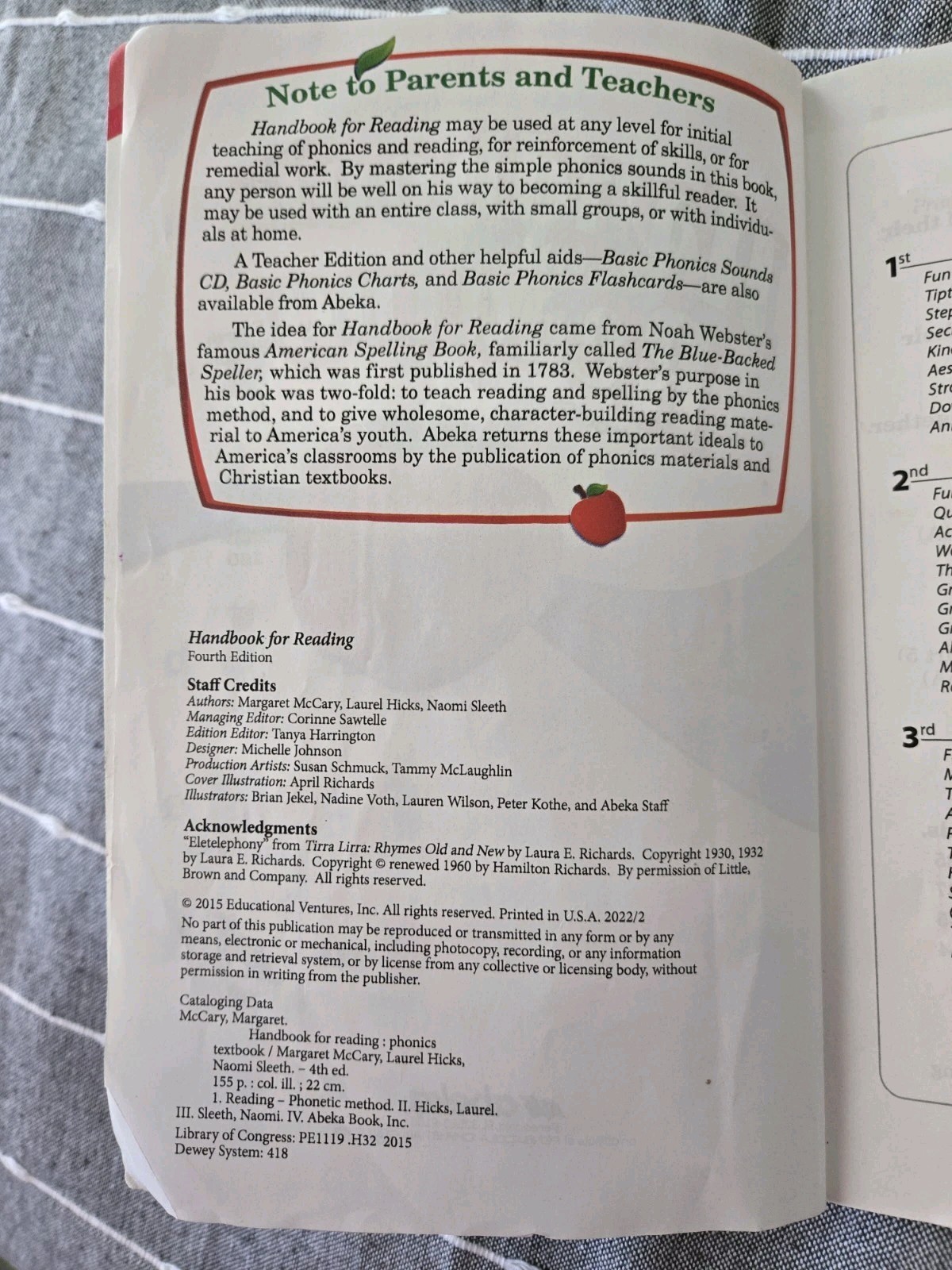 Abeka Handbook for Reading Phonics Textbook Fourth Edition Grades 1-3