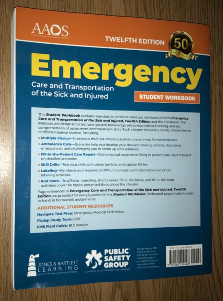 EMERGENCY CARE & TRANSPORTATION OF THE SICK & INJURED 12th EDITION BOOK (MARKED)