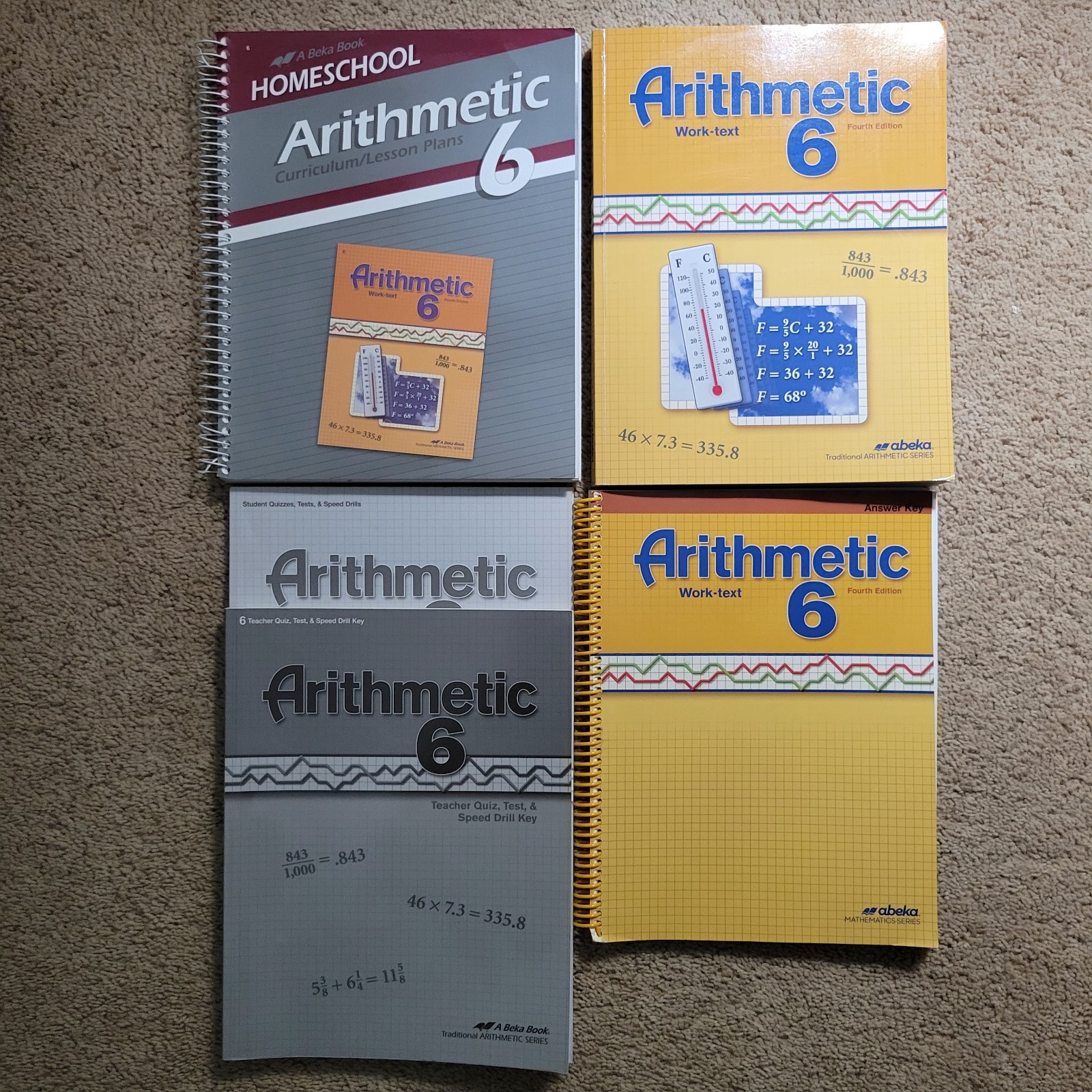 Abeka 6th Grade Math Set, 4th Edition, Teacher Keys and Student Books