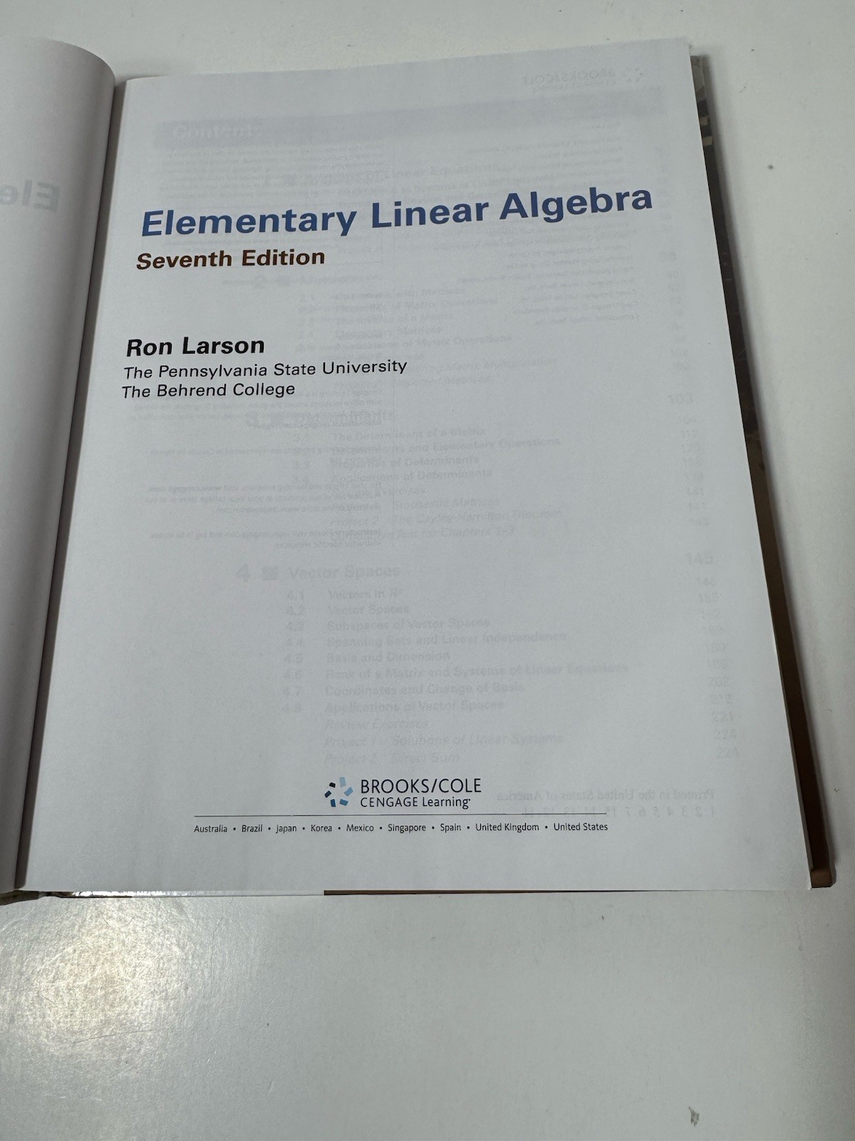Elementary Linear Algebra Ron Larson 2013 Hardcover Cengage Learning
