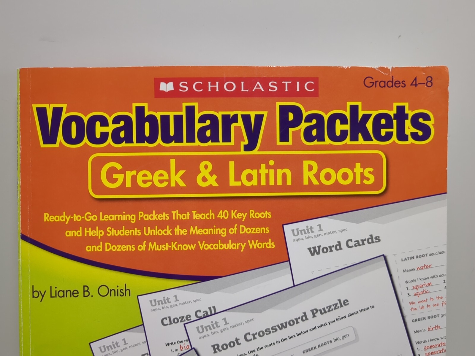 Vocabulary Packets-Greek & Latin Roots Workbook Grades 4-8 Scholastic Pre-owned