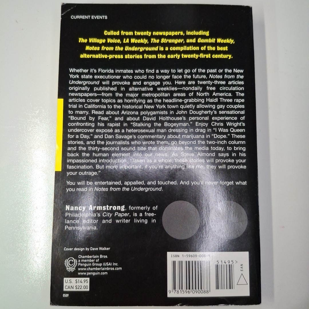 Notes From the Underground Nancy Armstrong Paperback Outrageous Stories