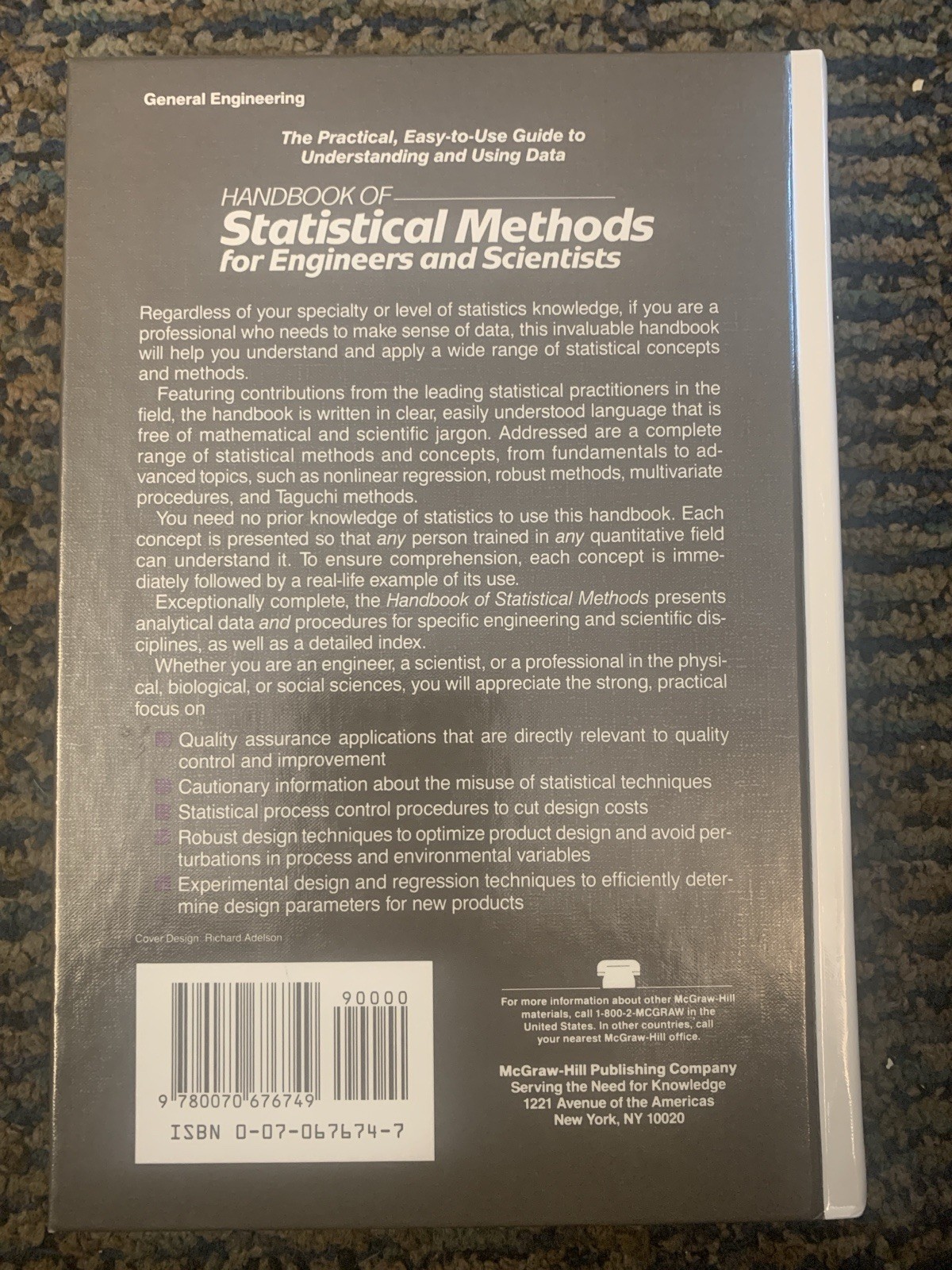 Handbook Of Statistical Methods For Engineers And Scientists, by Wadsworth, 1990