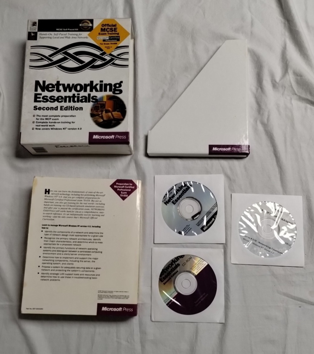 Networking Essentials : Second Edition 1997 VTG Book & 3-CD’s MCSE Exam Training