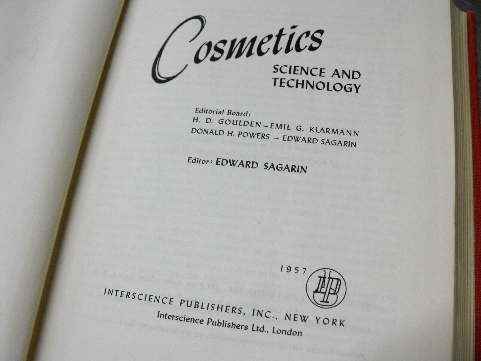 RARE – 1957 COSMETICS SCIENCE & TECHNOLOGY by SAGARIN – 1433 PAGES – FORMULATION