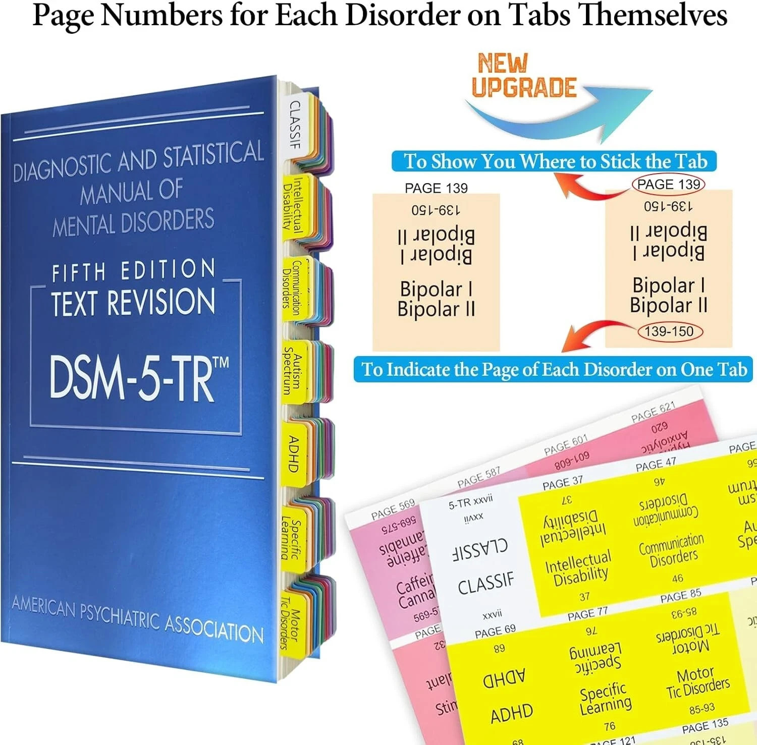 DSM-5-TR 2022 Tab Set – Full Color, Laminated & Easy to Apply, 80 Tabs