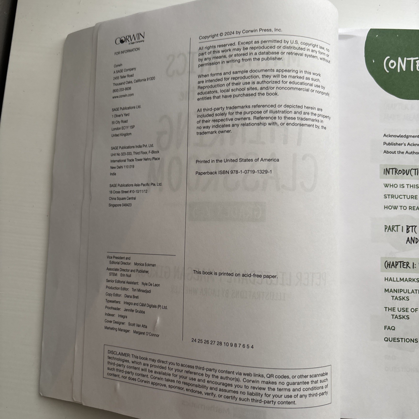 Mathematics Tasks for the Thinking Classroom, Grades K-5 by Peter Liljedahl Pape