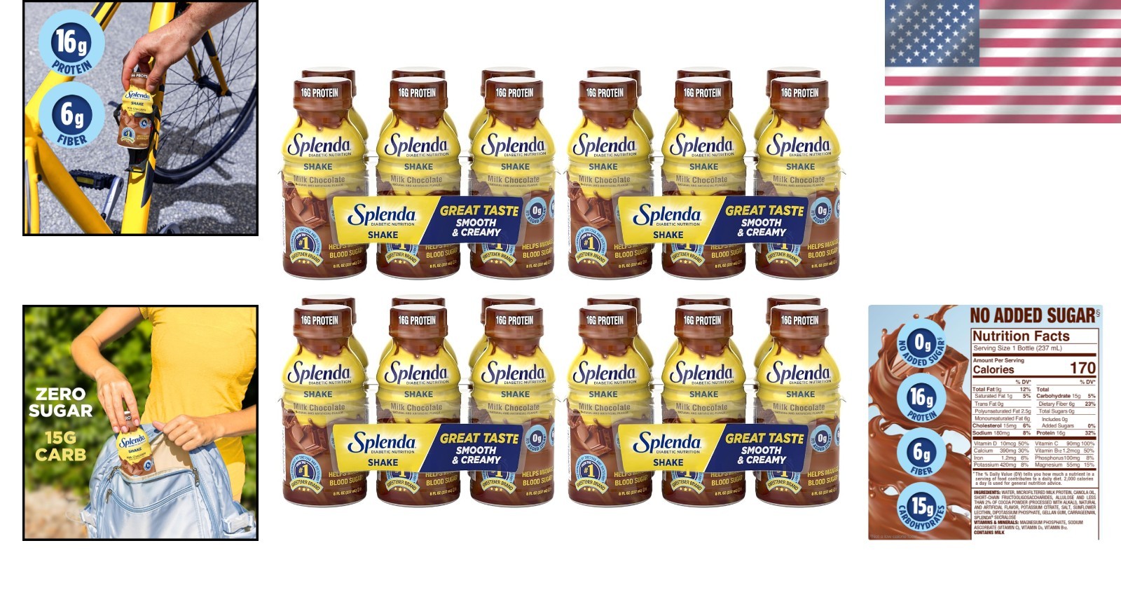 Diabetes Nutrition Meal Replacement Shake, Milk Chocolate, 8 Fl Oz – Pack of 24