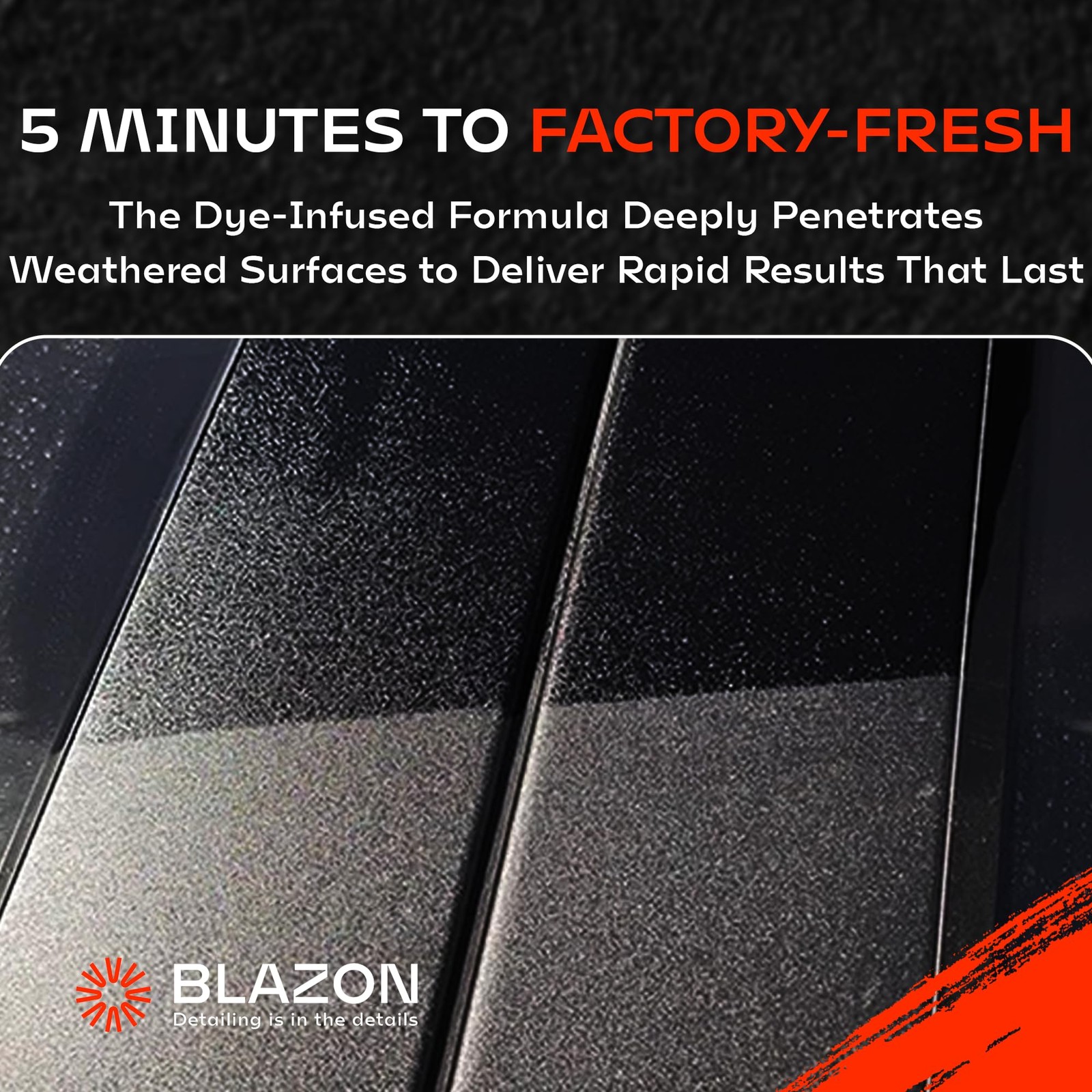 BLAZON Black Trim Restorer 8 oz – Dye-Infused Solution for Car Trim