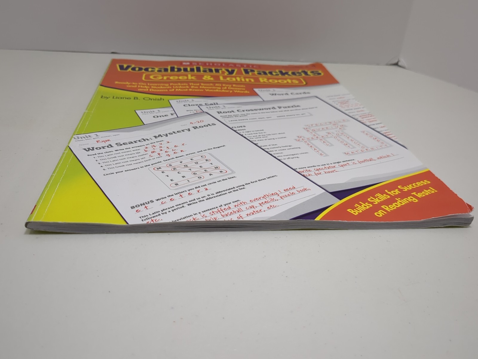 Vocabulary Packets-Greek & Latin Roots Workbook Grades 4-8 Scholastic Pre-owned