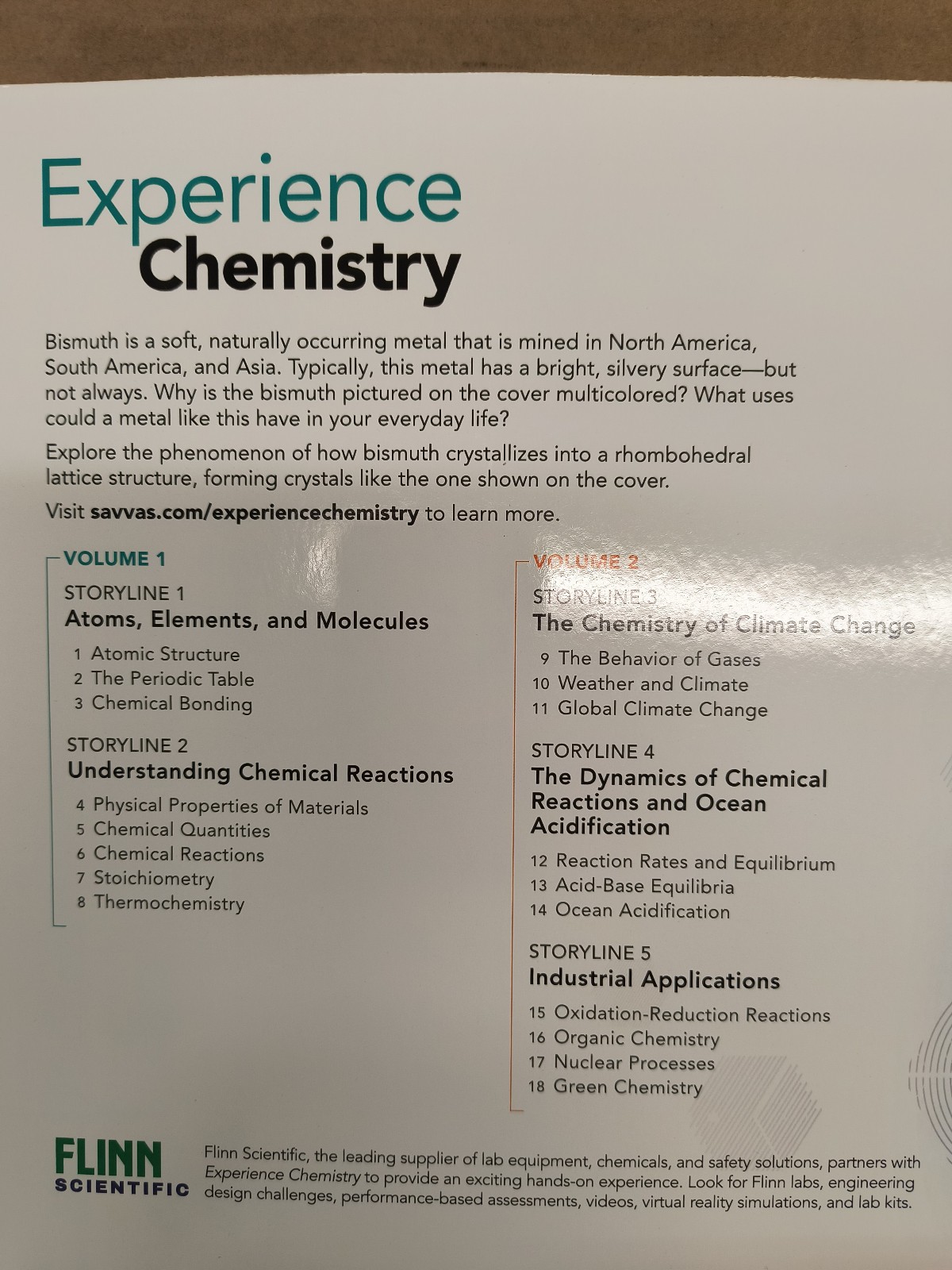 Experience Chemistry Student Volume 1 & 2 Savvas 2021 Science Flinn Scientific