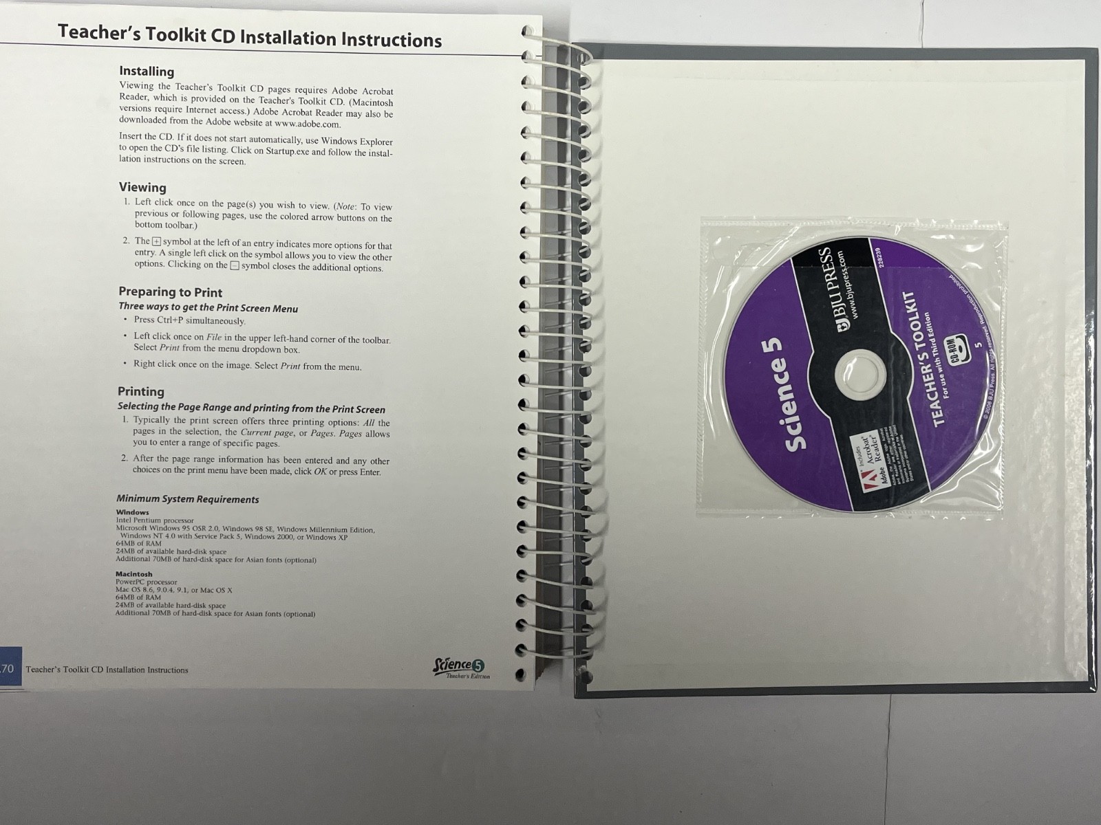 BJU Science 5 set textbook Teachers Edition CD Answer Key 3rd edition 5th grade
