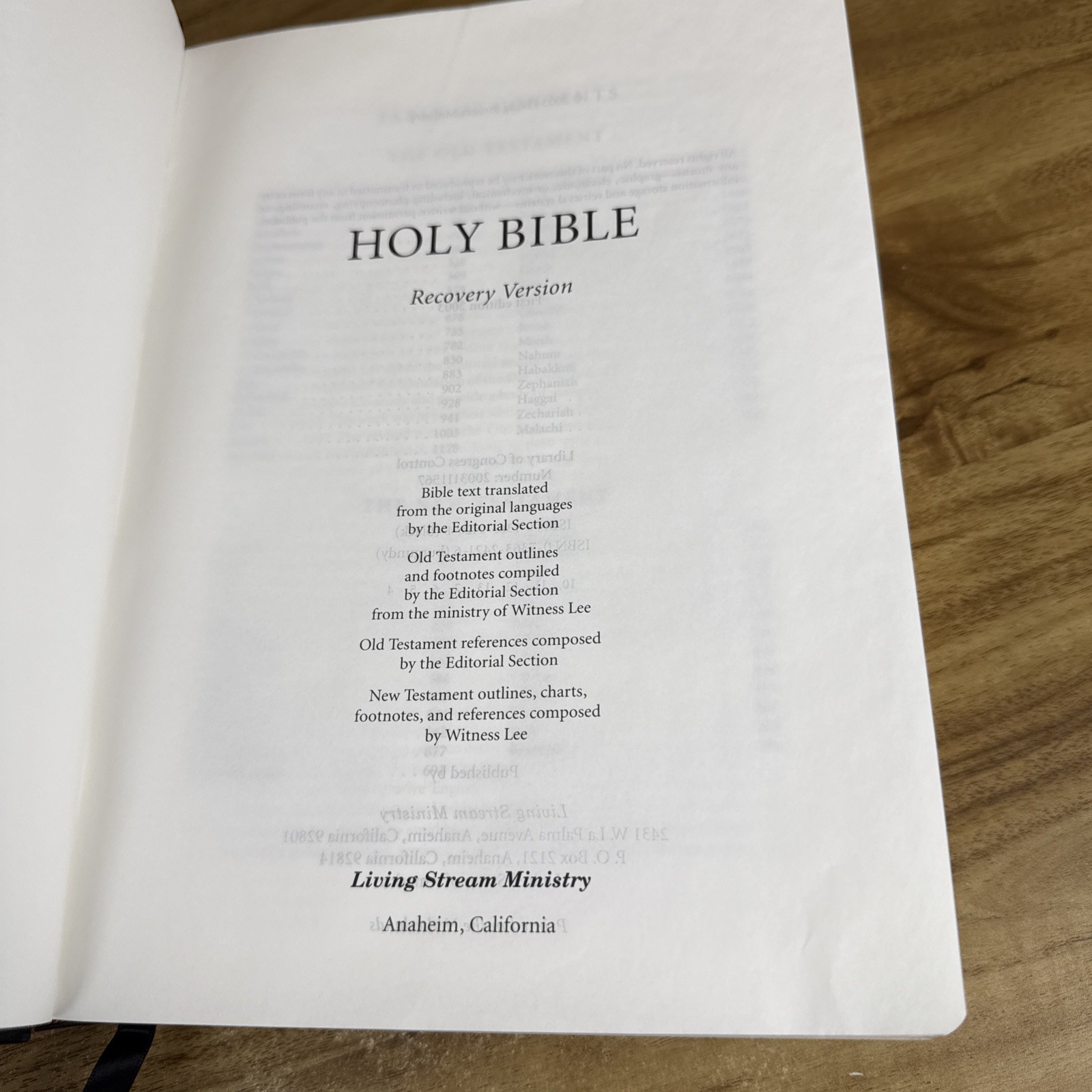HOLY BIBLE: RECOVERY VERSION By Living Stream Ministry – First Edition 2003
