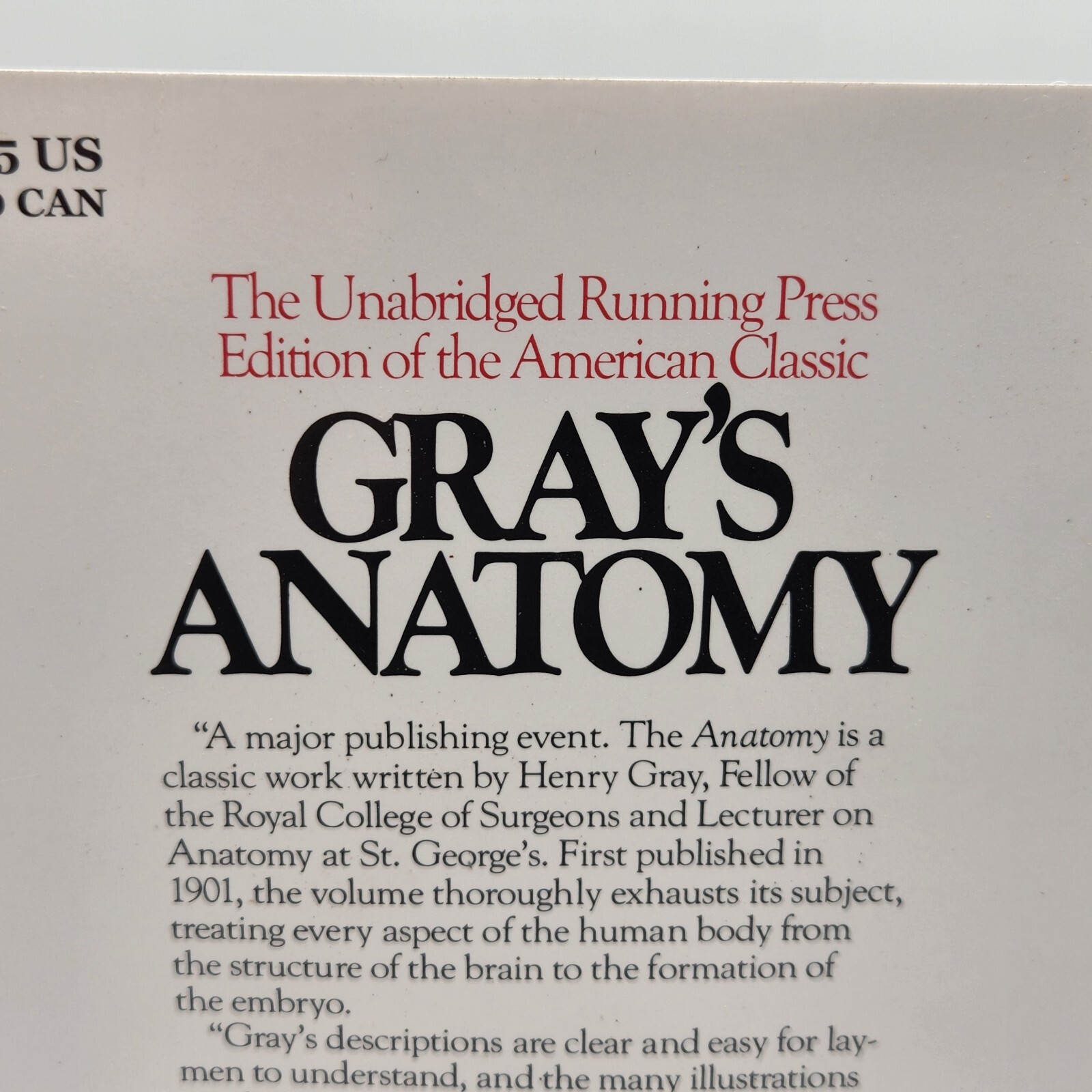 Gray’s Anatomy The Unabridged Running Press Edition Of The American Classic EXUC