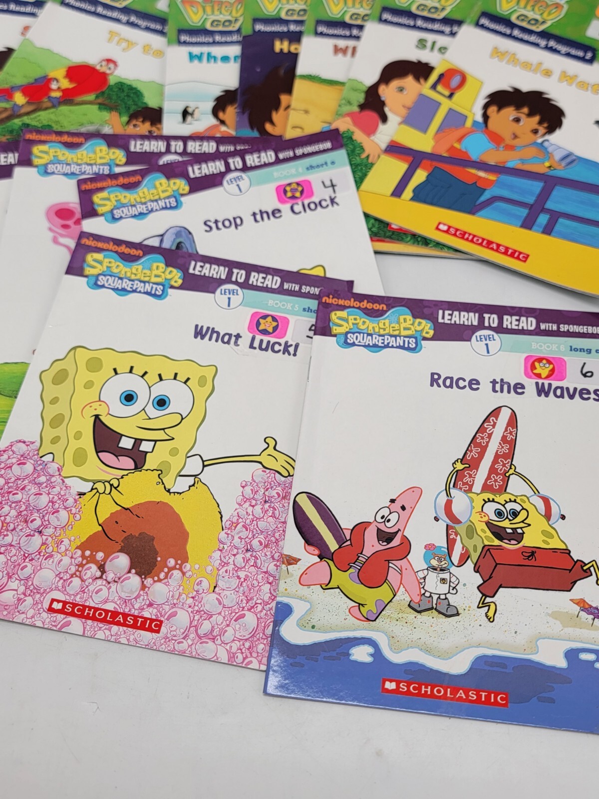 Scholastic Spongebob Squarepants Learn To Read Lvl 1 x8 Go Diego Go Phonics x10
