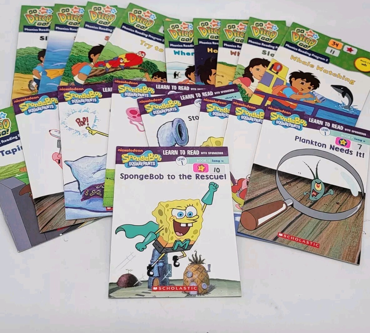 Scholastic Spongebob Squarepants Learn To Read Lvl 1 x8 Go Diego Go Phonics x10
