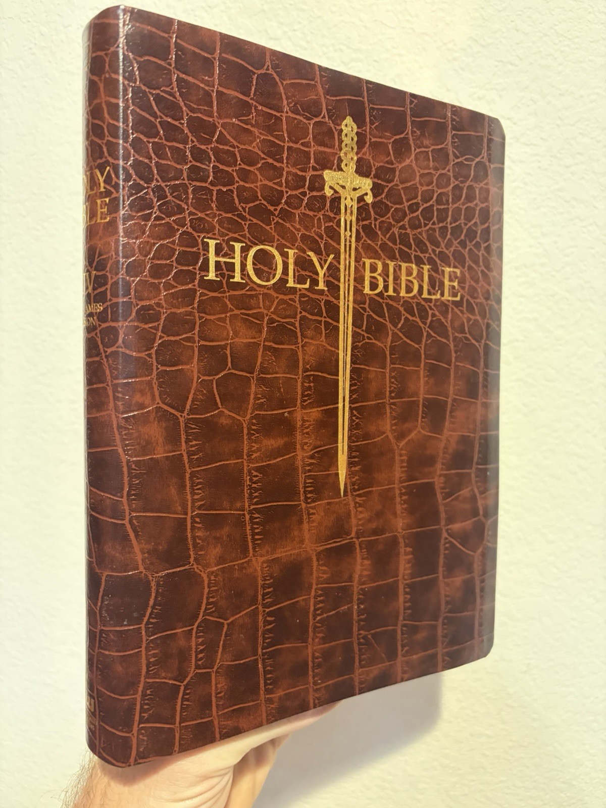 KJV Sword Bible, Large Print Alligator Bonded Leather, Thumb Index *READ*