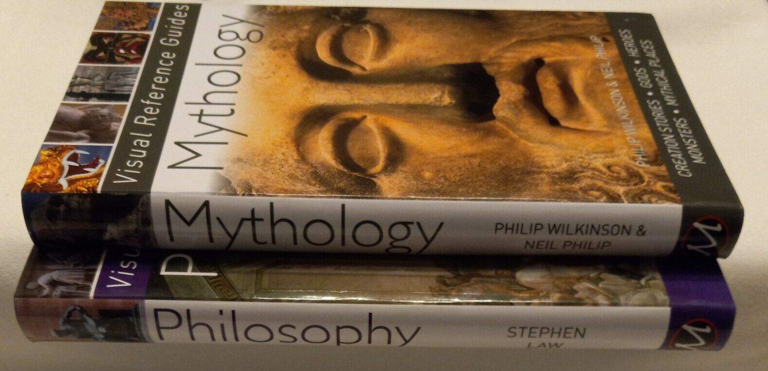 LOT OF 2 VISUAL REFERENCE GUIDES MYTHOLOGY AND PHILOSOPHY METRO BOOKS