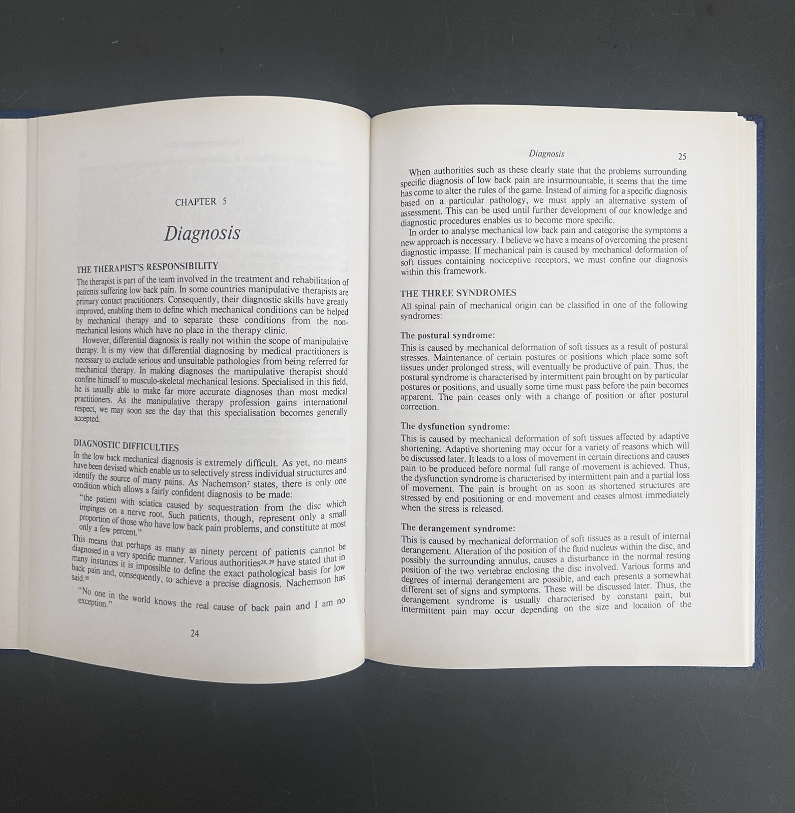 The Lumbar Spine Mechanical Diagnosis Mckenzie 1991 OMM OMT DPT Physical Therapy