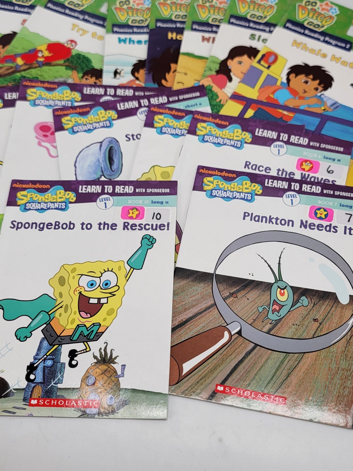 Scholastic Spongebob Squarepants Learn To Read Lvl 1 x8 Go Diego Go Phonics x10