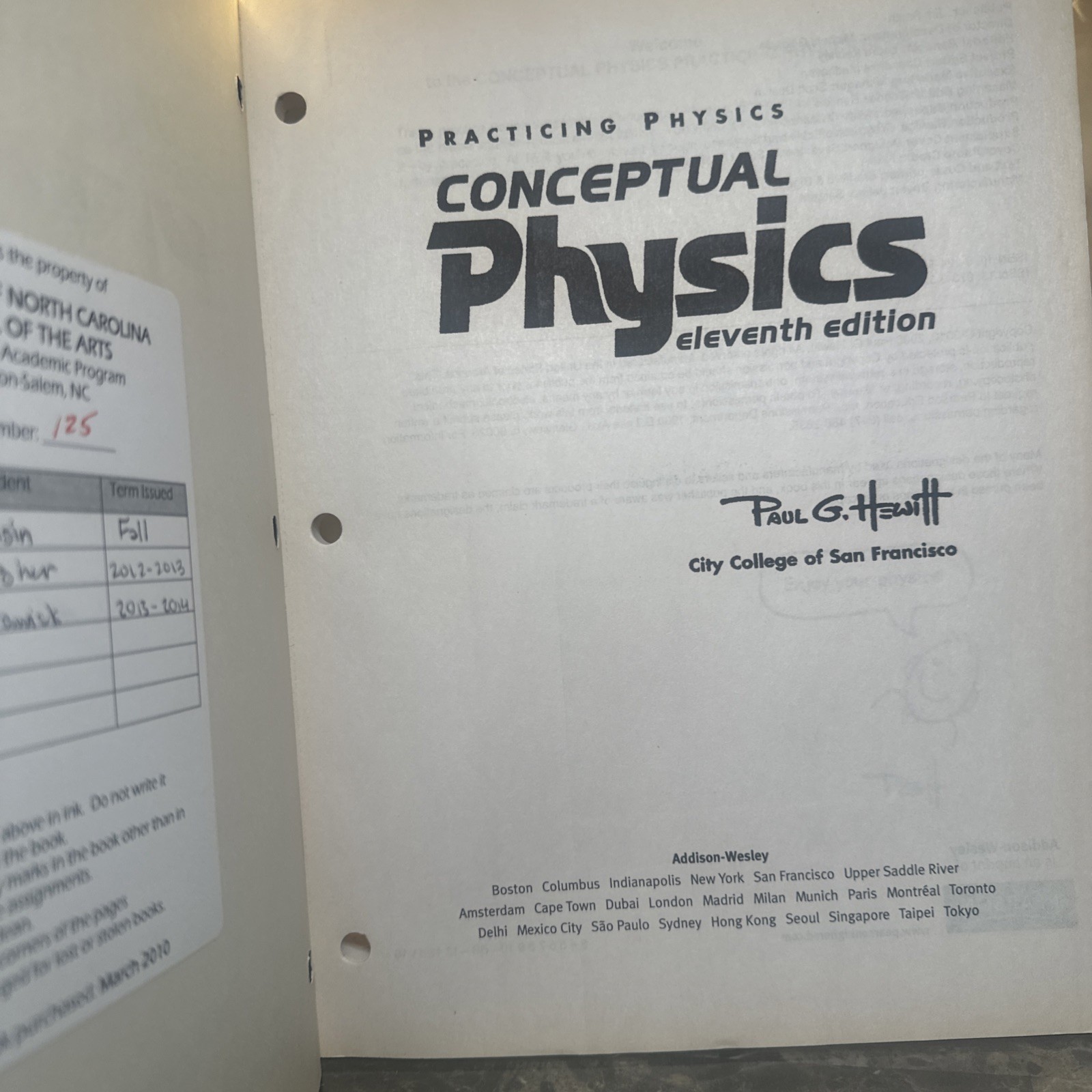 Practicing Physics Book for Conceptual Physics by Paul Hewitt 11th Edition 2010
