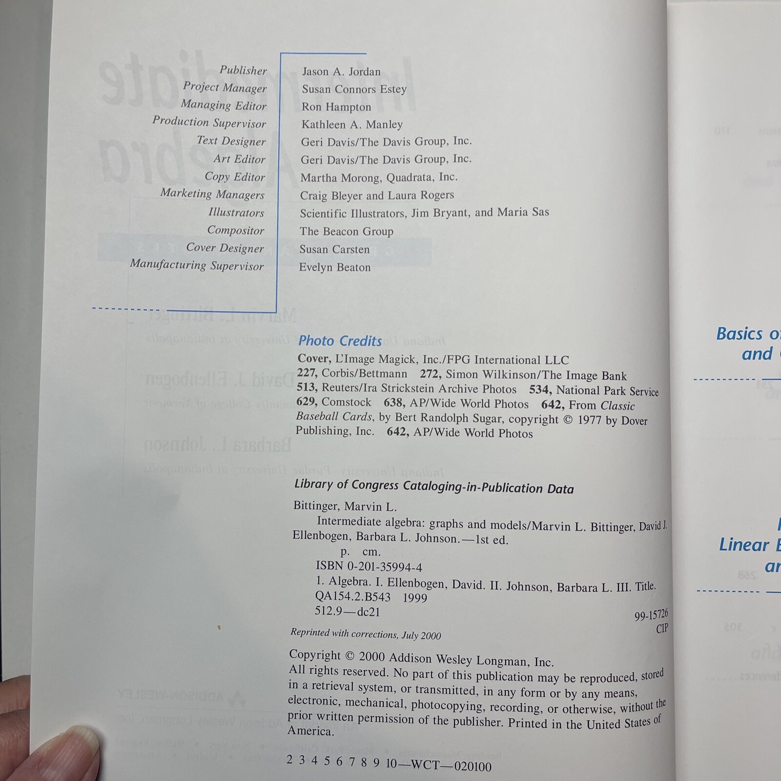 Intermediate Algebra Graphs And Models-Bittinger-2000