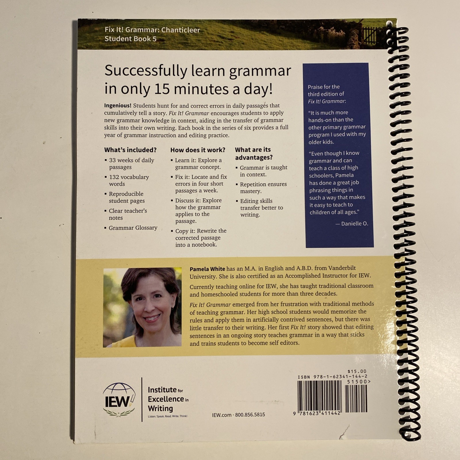 Fix It! Grammar: Chanticleer, – Spiral-bound, by Pamela White – No Writing