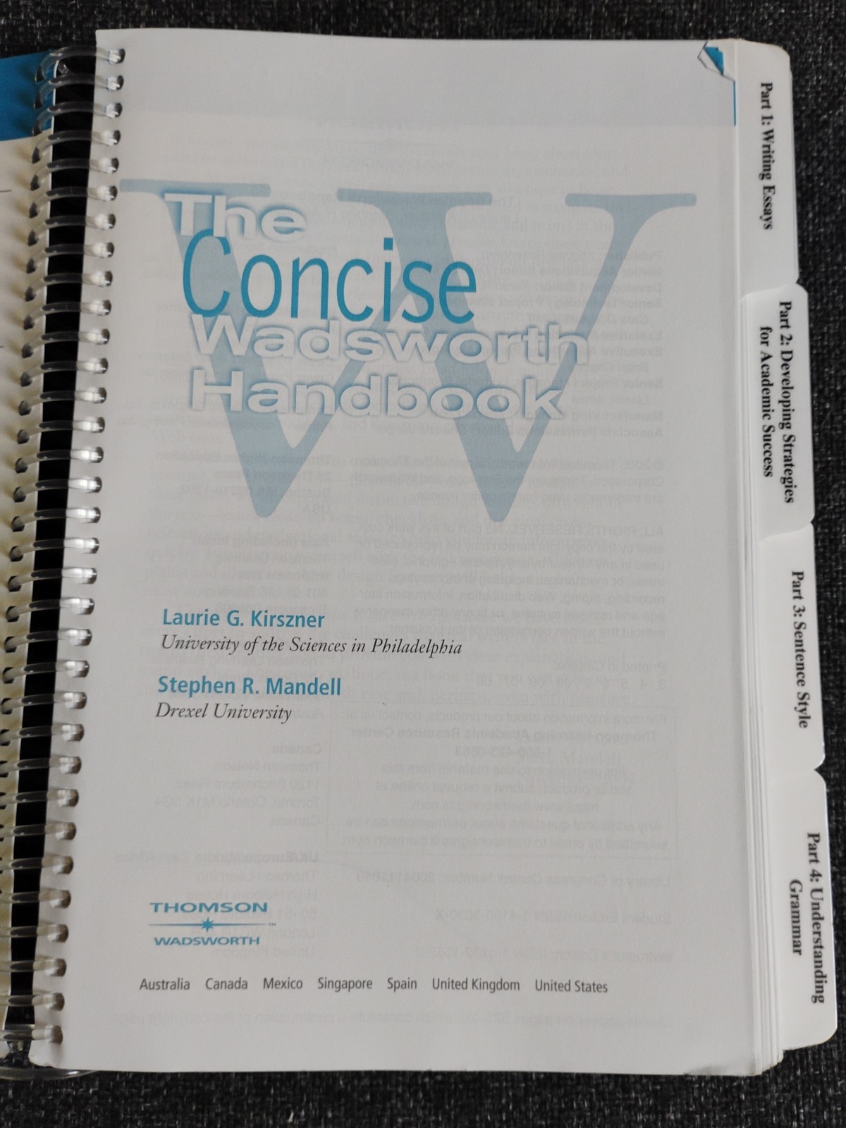 THE CONCISE WADSWORTH HANDBOOK By Laura G. Kirszner