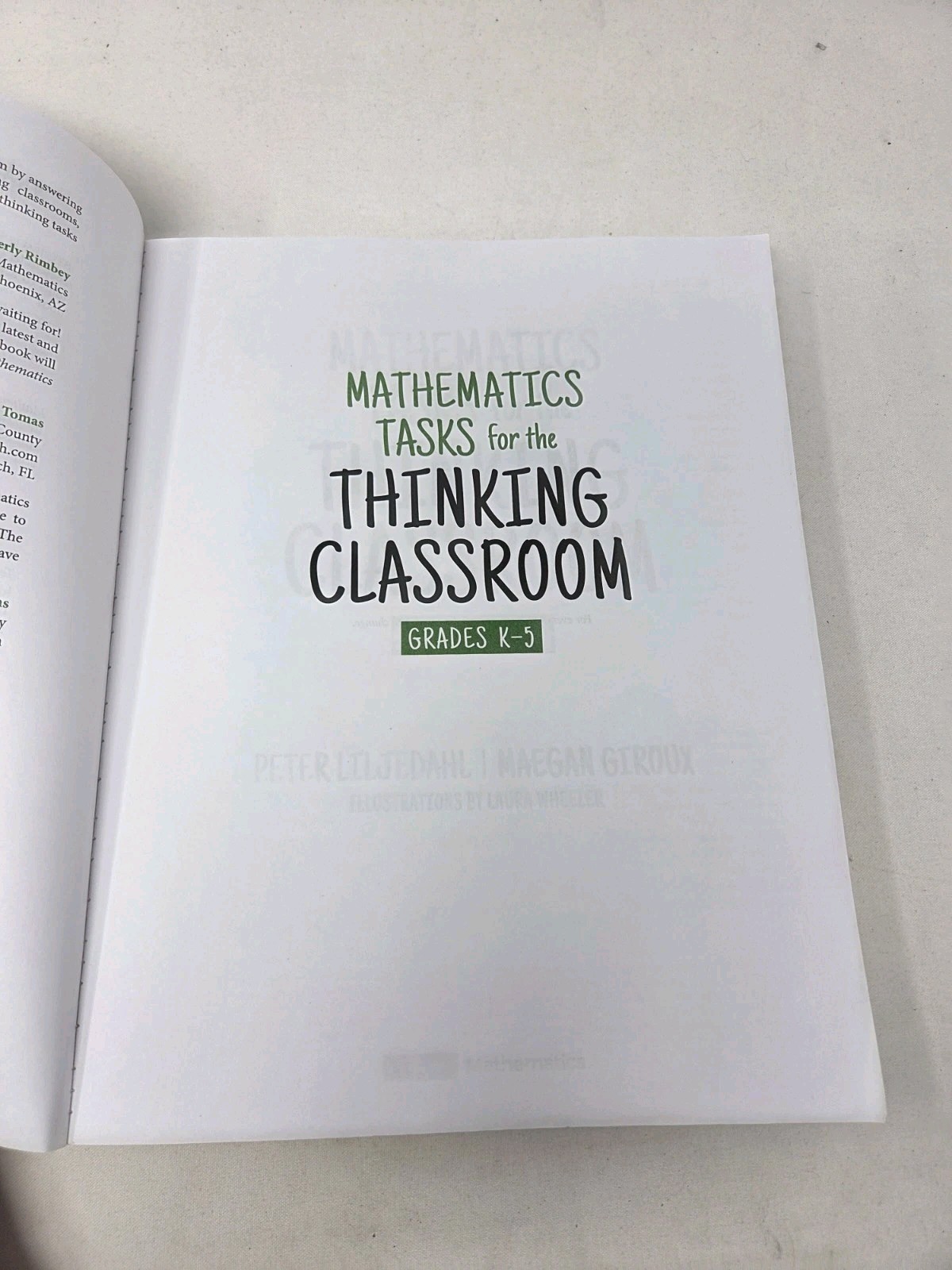 Mathematics Tasks for the Thinking Classroom, Grades K-5 by Peter Liljedahl