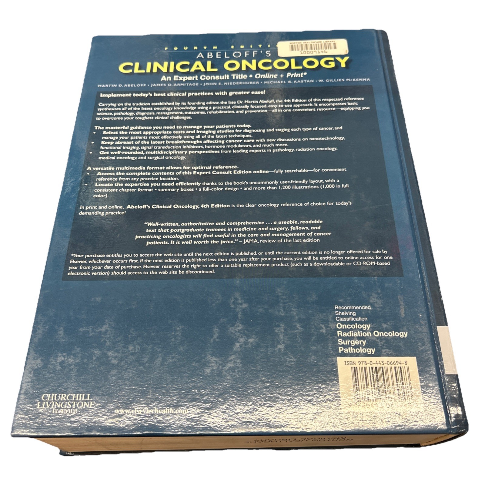 Abeloff’s Clinical Oncology Fourth Edition Expert Consult Online + Print, HC