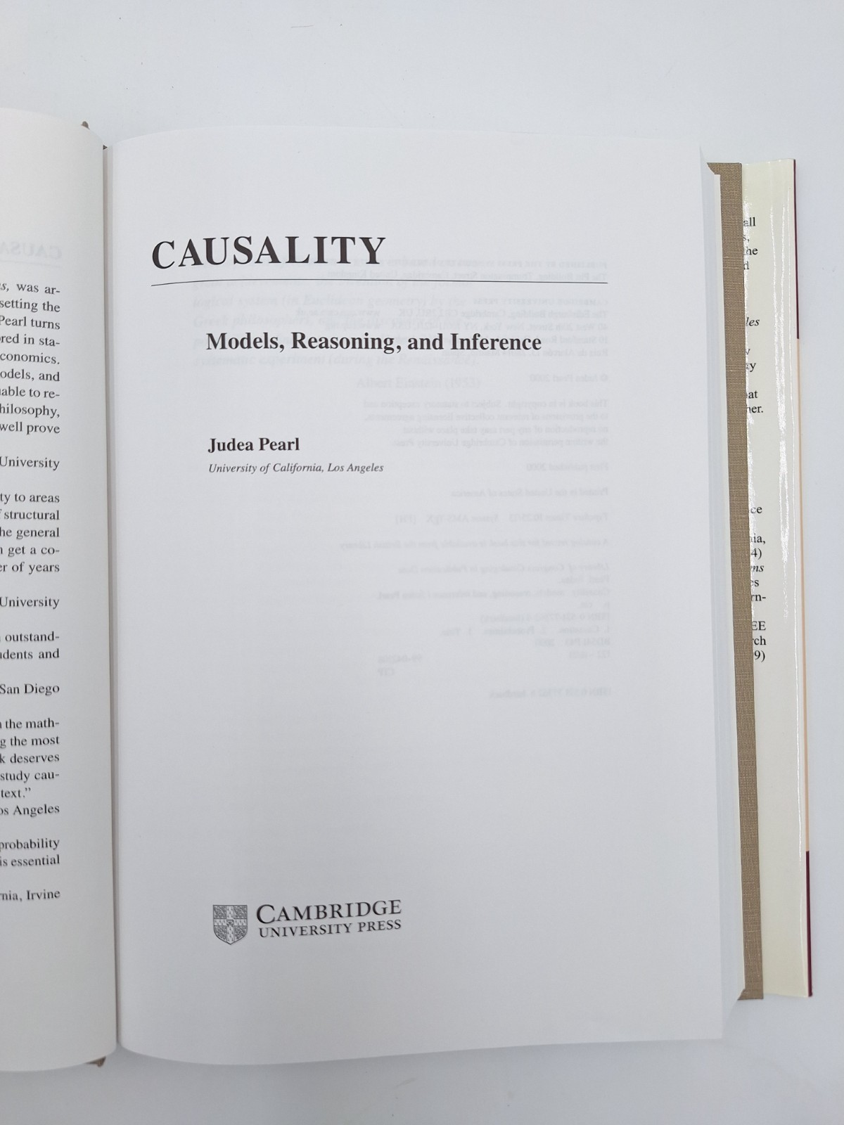 Causality Models, Reasoning, And Inference Judea Pearl 2000 Hardcover Book