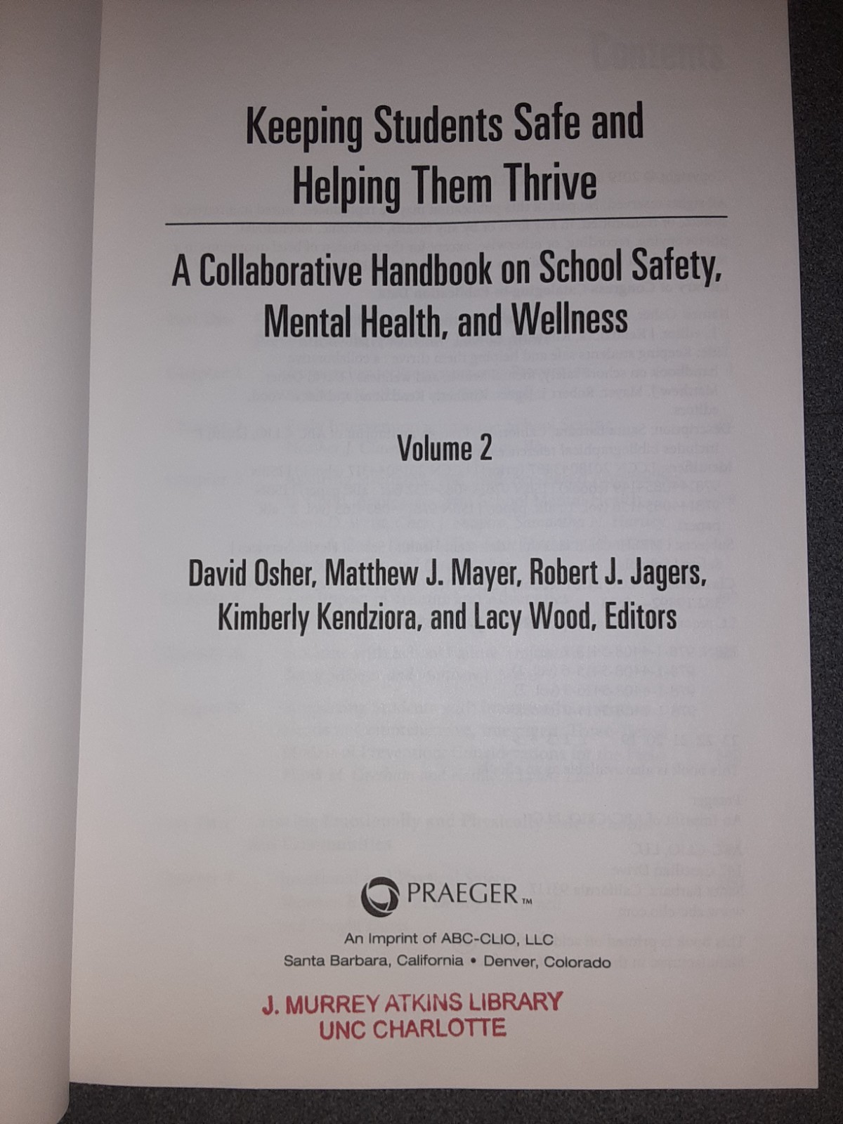 Keeping Students Safe and Helping Them Thrive – Volume 2 – Hardback Book – 2019