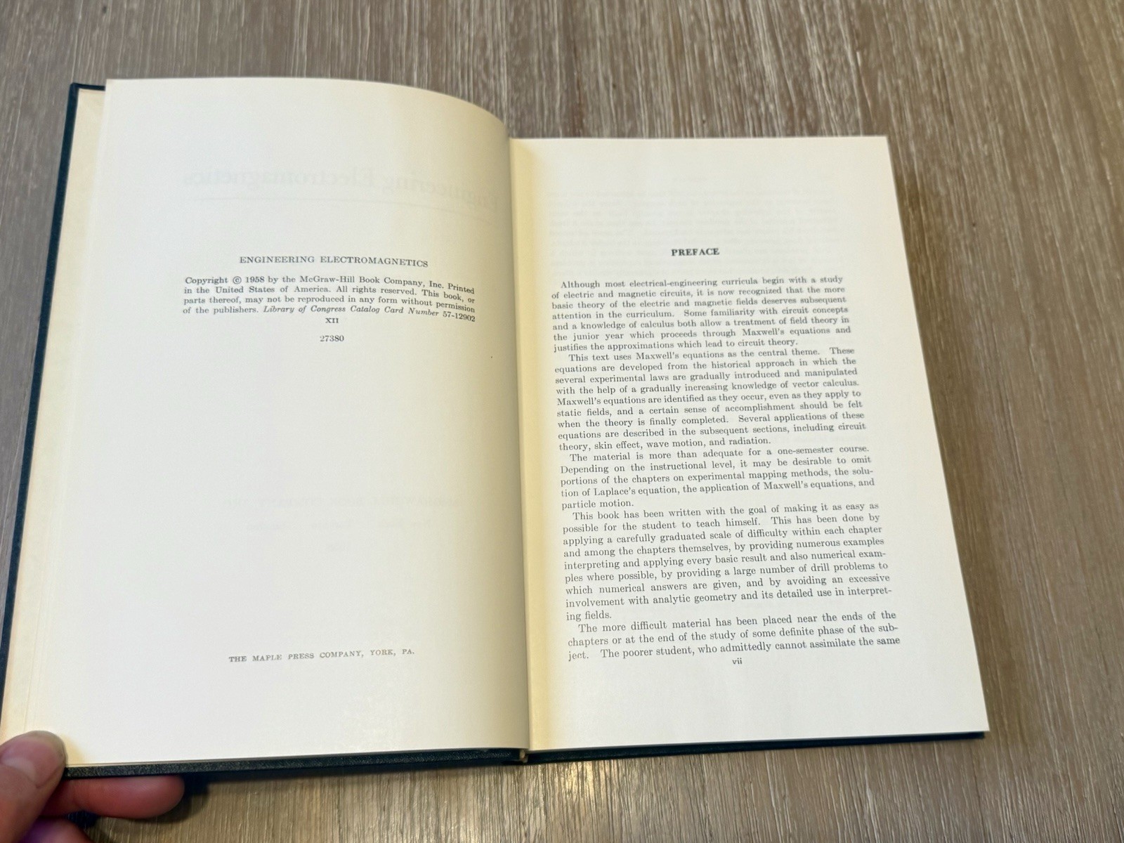 Engineering Electromagnetics by William H. Hayt, Jr. 1958 Hardcover