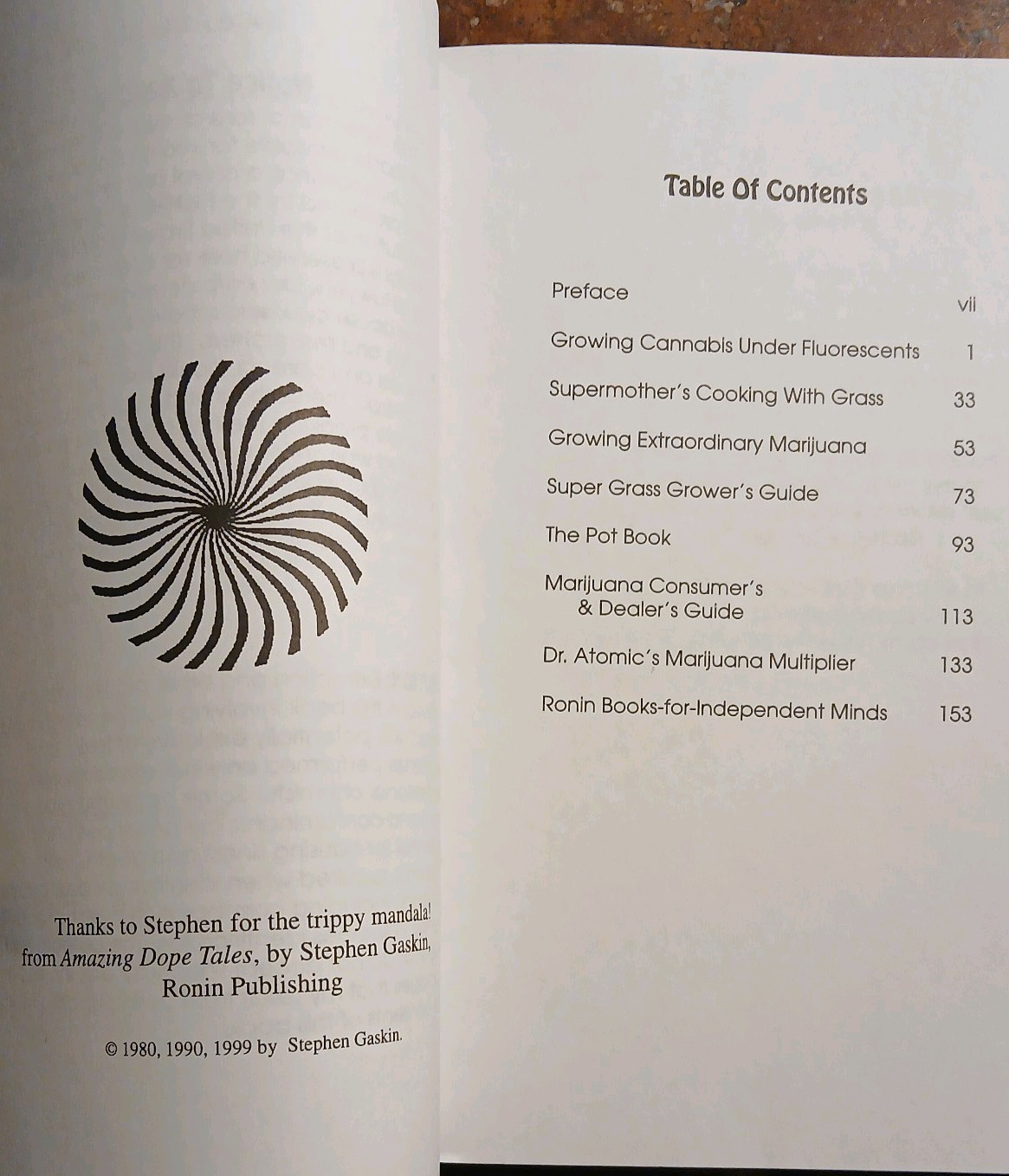 Cannabis Underground Library-Seven Rare Classics, 2000 Ronin Publishing. SC/VG