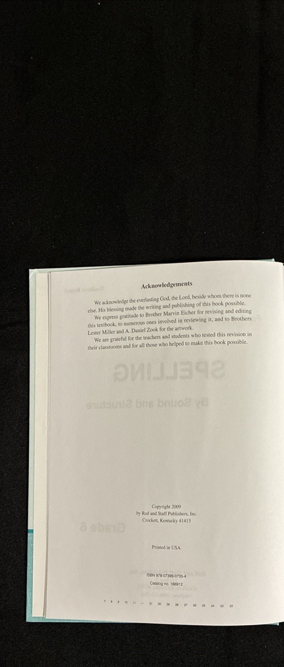 Rod & Staff Spelling by Sound and Structure 6 Teacher’s Manual & Textbook